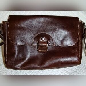 Jack George's Brown Leather Voyager Crossbody Bag.